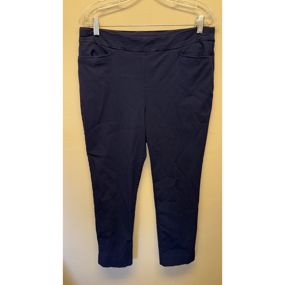 Chico's Brigitte Slim Ankle Pants Size 2R or 12 Regular Navy Blue Stretch Career